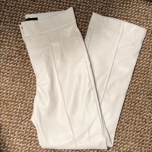 Zara White Faux Leather Wide-Leg Pants